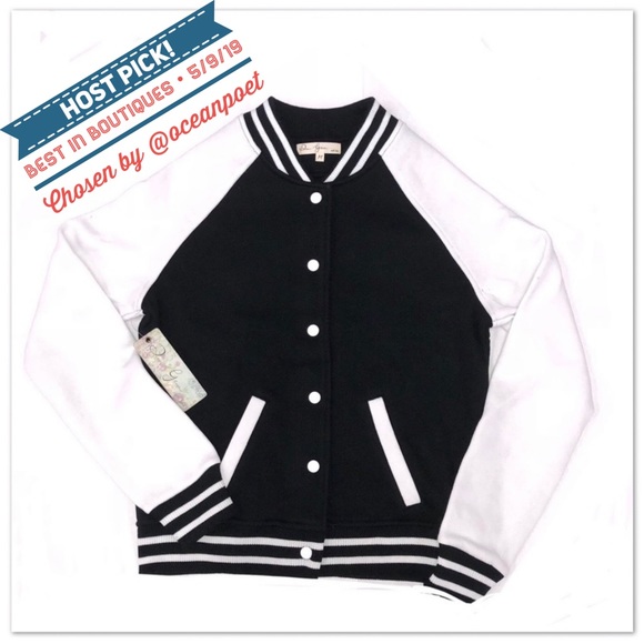 Dear Grace Jackets & Blazers - 😎 Black & White Letterman Jacket 😎